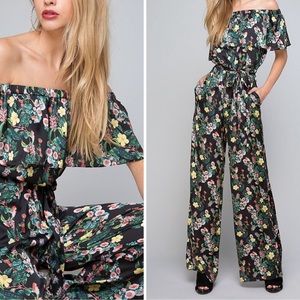 BEBE Flower Off-shoulder Jumpsuit